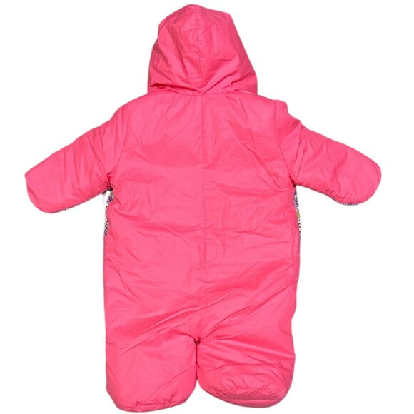 Vintage Pink Baby Snowsuit 0-6M Bunting Bag Hooded Bunny Print 80s/90s  Cozycore - Picture 3 of 8